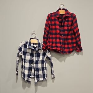 Hanna Andersson Red and Blue and Oshkosh Blue Plaid Button Down Shirts
